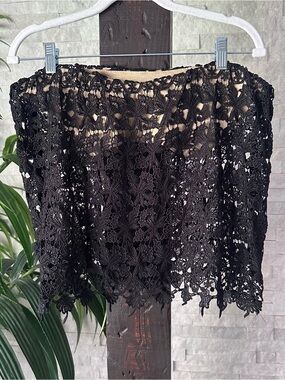 Stone Cold Fox Black Lace Crochet Tube Top Size 2